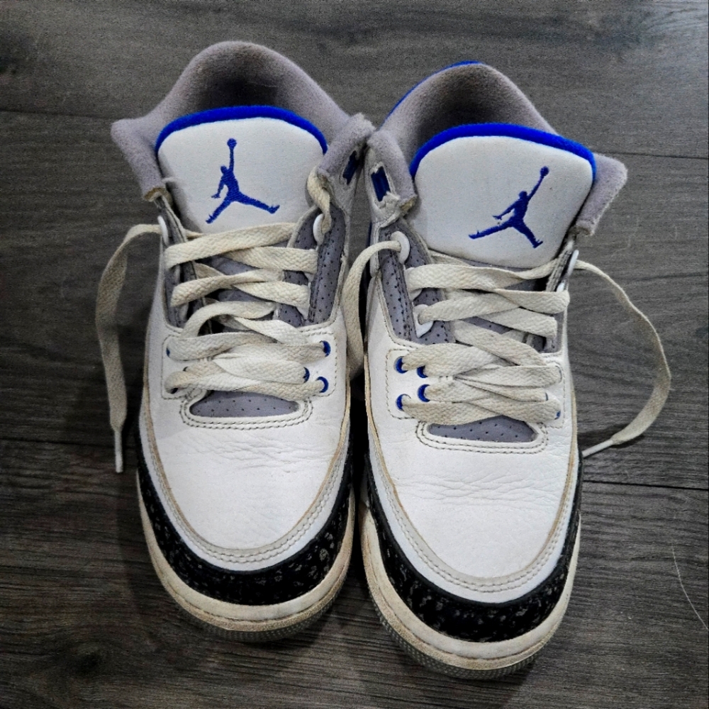 Nike Air Jordan 3 398614-145 Youth White Lace Up Basketball Shoes Size 4Y